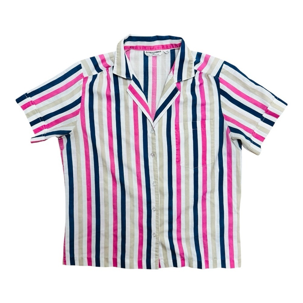 Alfred Dunner Multicolor Striped Button Down Shirt